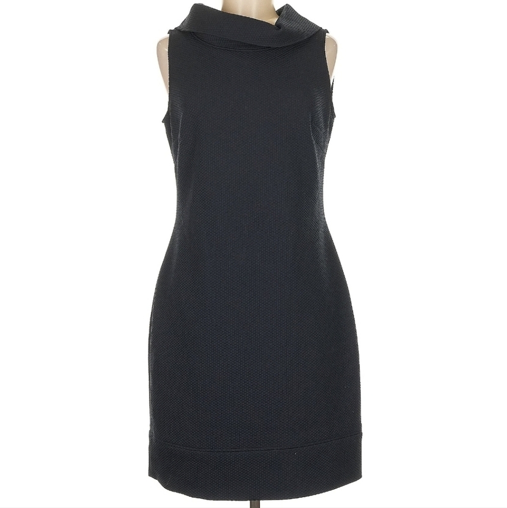 American Living Navy Cowl-Neck Sleeveless Midi Sheath Dress